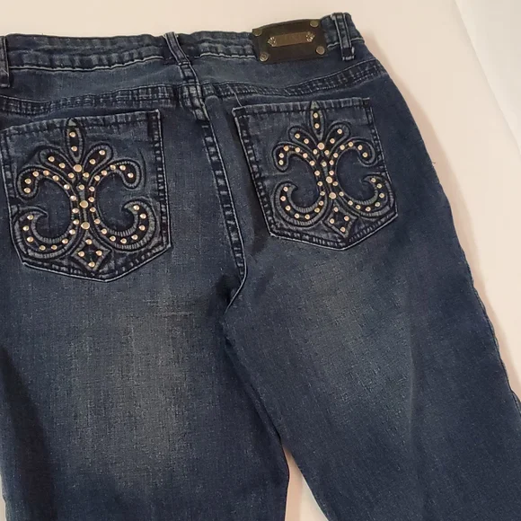 SIZE 8/29 " WAIST LUXE FLUER DE LIS DENIM JEANS - Picture 4 of 9